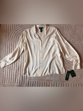 NWT Lauren Ralph Lauren Ivory Silk Blouse